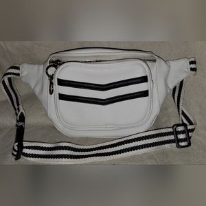 White with Black fanny pack
